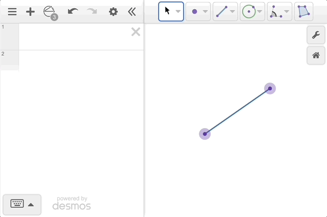 Gif created in Geometry. There is a line on the graph paper. The gif shows opening the token navigator, dragging down a point, and labeling the point.