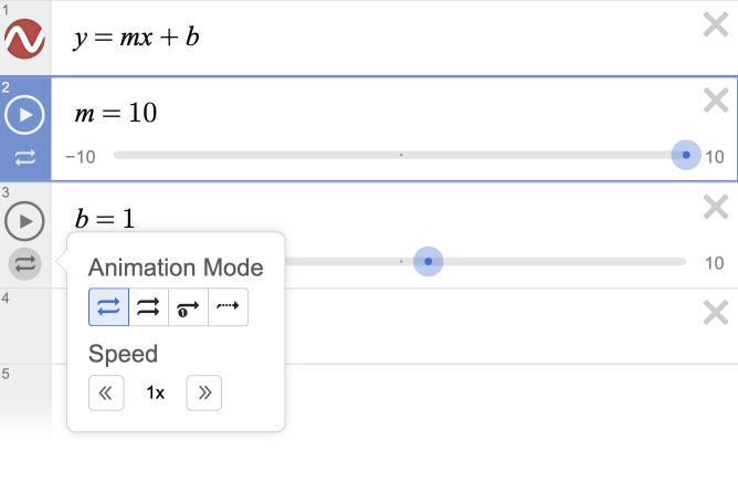 Desmos slider animation