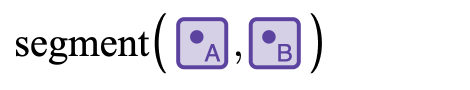 Screenshot of the expression list showing the segment function being used with two points as arguments.