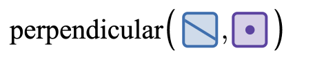 Screenshot of the expression list showing the perpendicular function being used with line and a point as arguments.