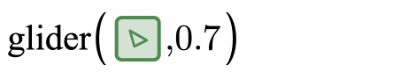 Screenshot of the expression list showing the glider function being used with a polygon and 0.7 as arguments.