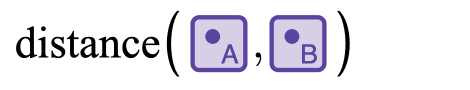 Screenshot of the expression list showing the distance function being used with two points as arguments.