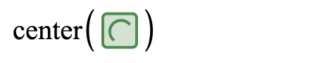 Screenshot of the expression list showing the center function being used with circle as an argument.