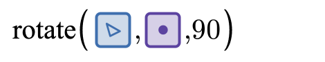 Screenshot of the expression list showing the rotate function being used with polygon, point and degree as arguments.