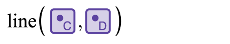 Screenshot of the expression list showing the line function being used with two points as arguments.