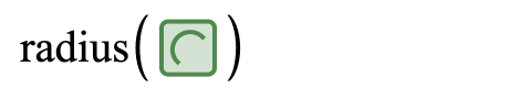 Screenshot of the expression list showing the radius function being used with an arc as the argument.