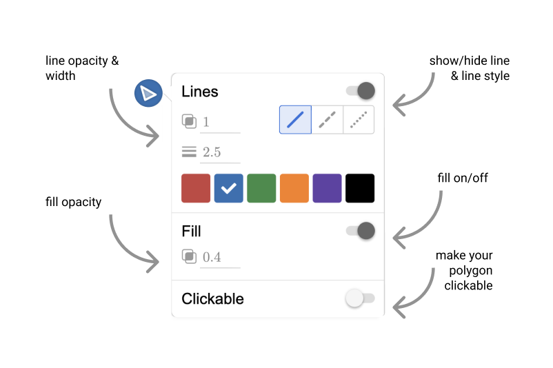 Image of the polygon option menu.  Screenshot.