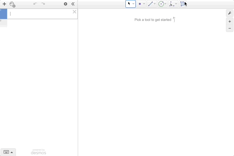 Using the Geometry toolbar polygon function to plot points and create a quadrilateral and triangle. GIF.