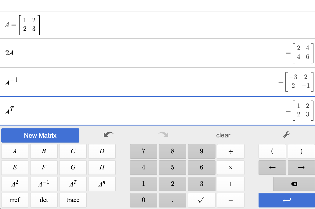 Matrix Calculator – Desmos Help Center