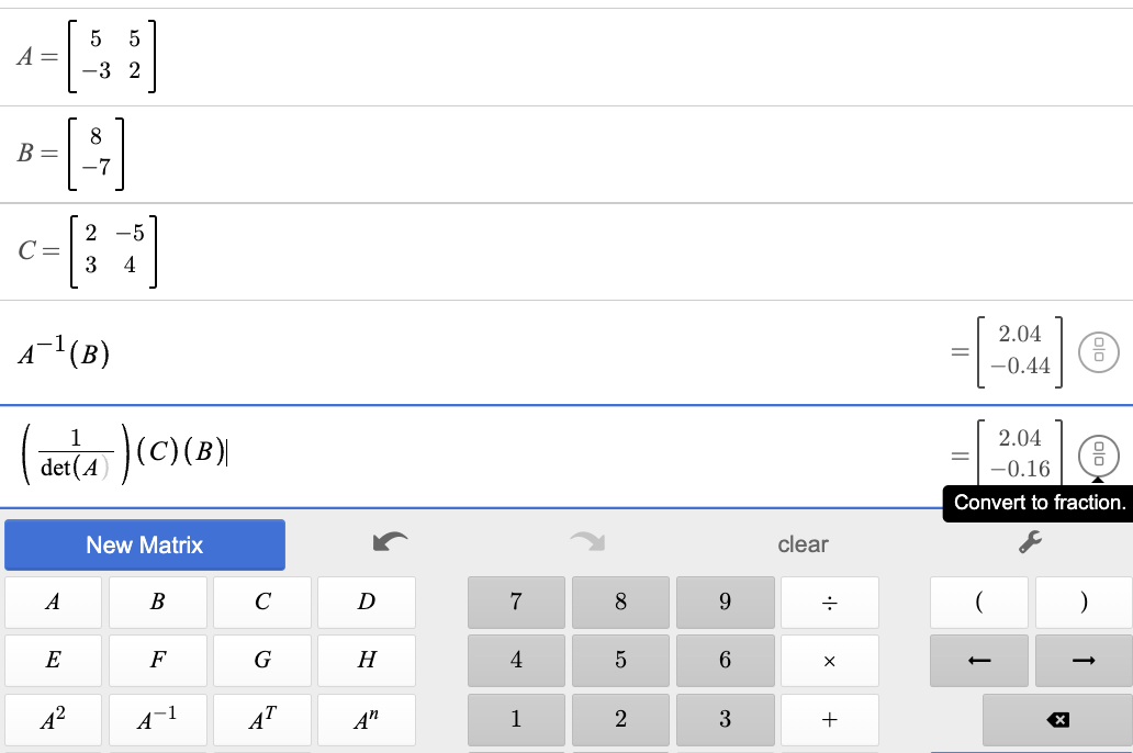 Matrix Calculator – Desmos Help Center