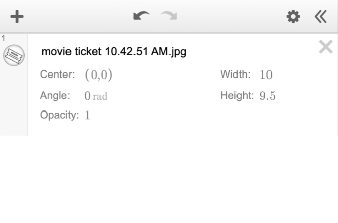 Image of expression list to manually change coordinate of center. Screenshot.
