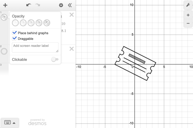Image of the expression list of an image to change center point, angle, opacity. screenshot.