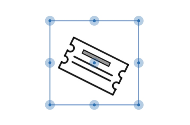 Movie Ticket image with drag to resize. Screenshot.