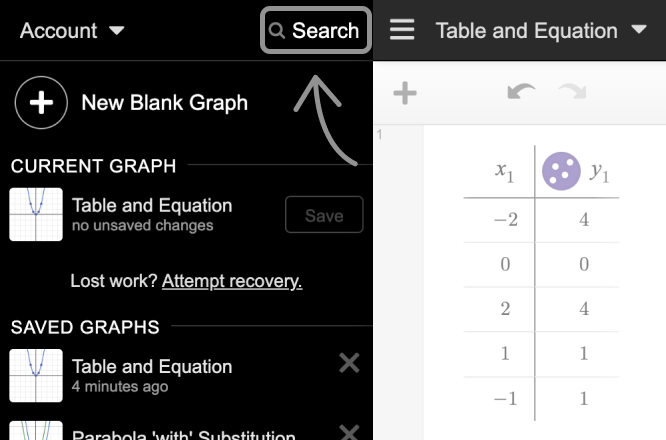 saving and managing graphs and constructions desmos help