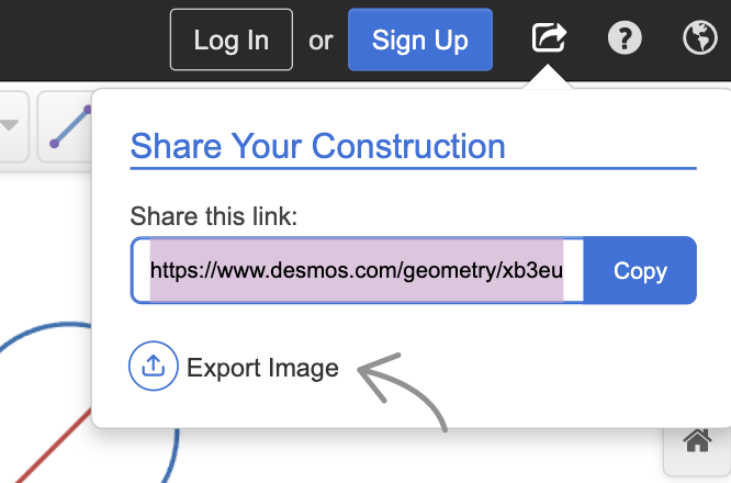 Export Image option highlighted in the share menu. Screenshot.