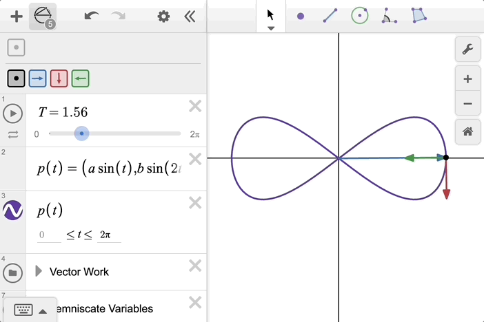 GIF of vectors going around a figure eight shape showing how the vector tokens change.