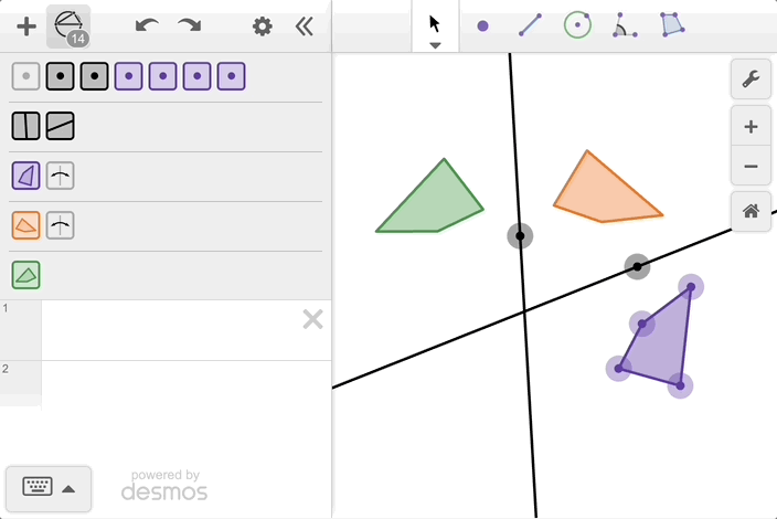 GIF using the geometry toolbar to move a polygon to the expression list and dragging a tranformation down from the token navigator to the expression list.
