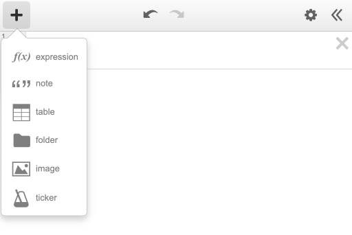 Add item menu in the graphing calculator is open with ticker as the last option.