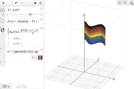 3D Pride flag flowing. Screenshot.