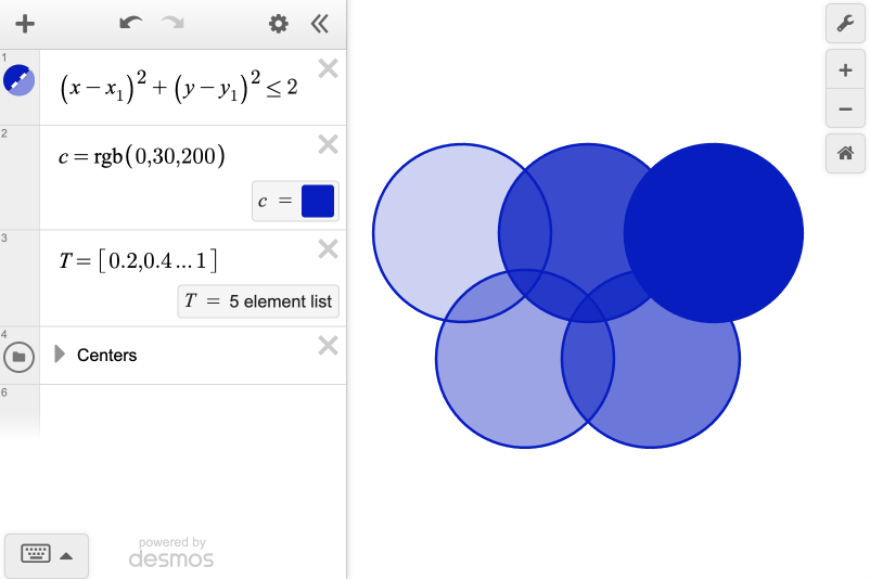 5 opacity options of the same color. Screenshot.