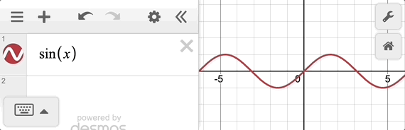 Graph showing the sin(x) and then clicking on a portion of the curve to show points of interest. GIF.
