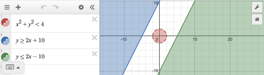 Graph of 3 inequalities shown. screenshot.