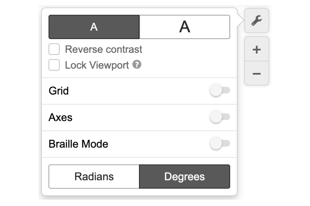 Screenshot of graph settings menu in the Geometry Tool.