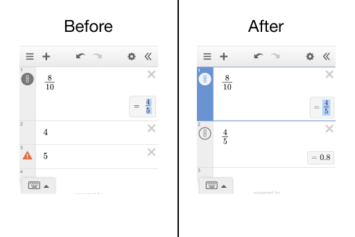 Before and after photo showing what used to happen when you copy/paste a fraction vs what happens now.