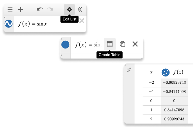 Function converted to a table. screenshot.
