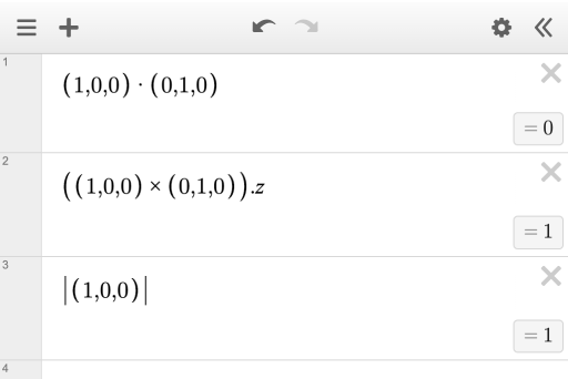 Screenshot showing 3 3D point evaluations in the 2D expression list
