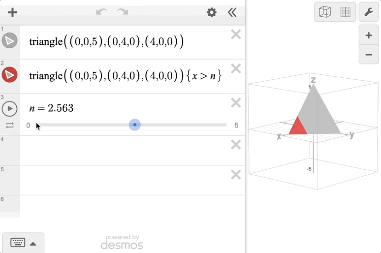 Trinagle function used along with the restriction x values greater than n (slider). gif
