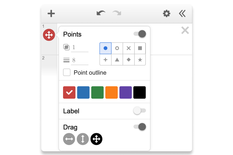 Point menu screen.  Shows how to make a point movable.  Screenshot.