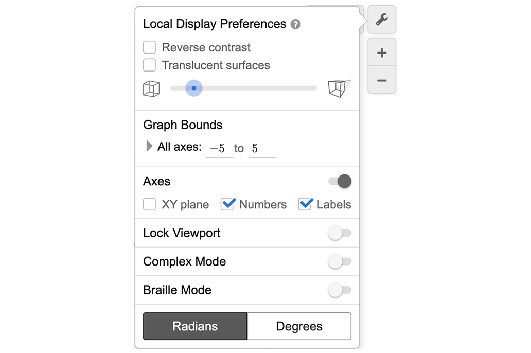 3d graph settings menu image