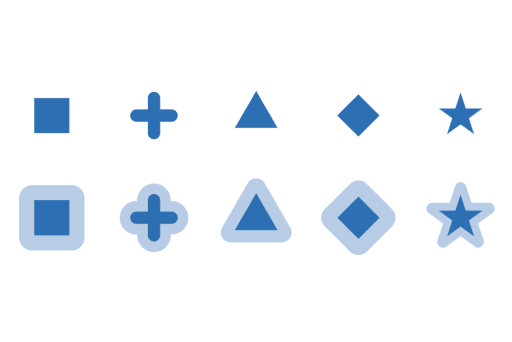 Screenshot with five point styles shown not outlined and outlined: square, plus, triangle, diamond, and star.