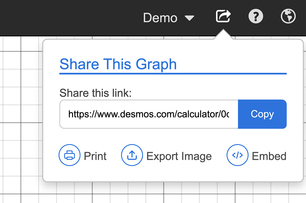 Previous Share your Graph menu. Screenshot.