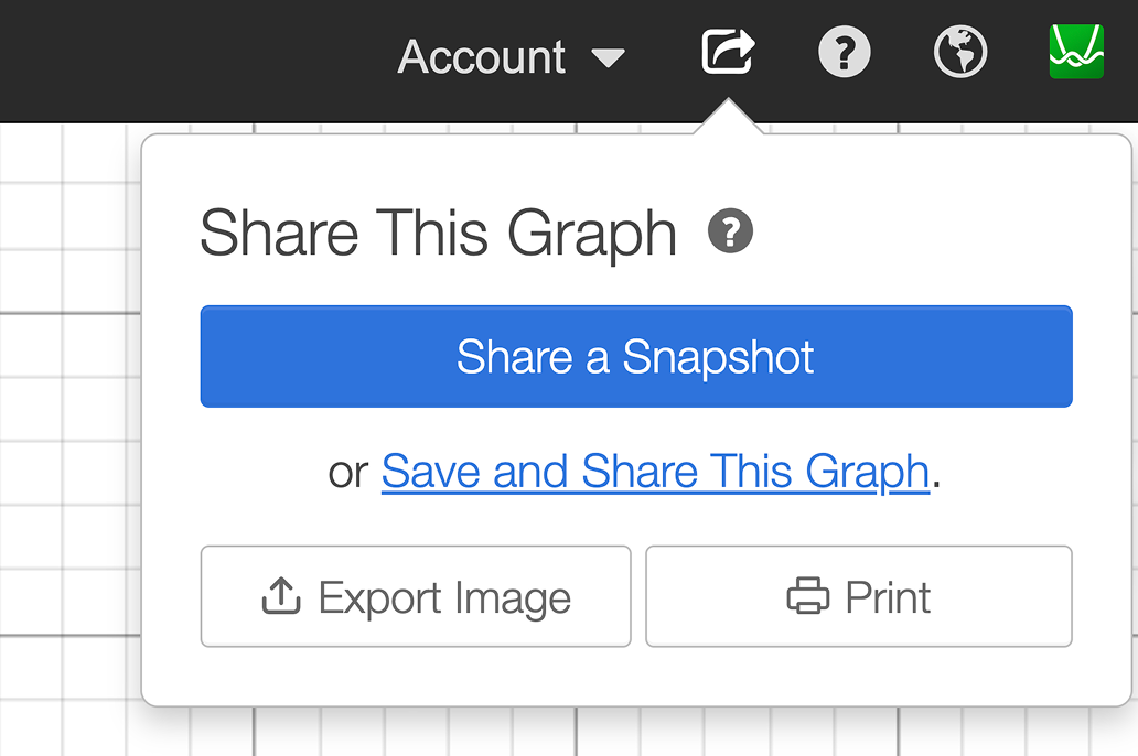 Updated Share your Graph menu. Screenshot 