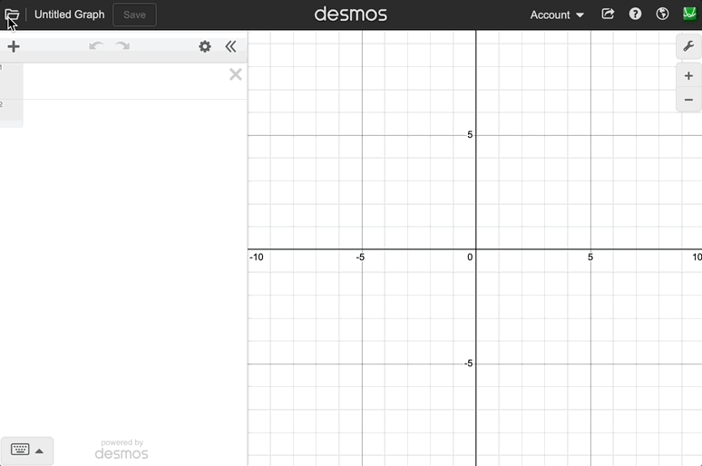 Animation showing the Save Graph Viewing Window, toggles between filtering by tool, then shows the example graphs by tool and how to get a new graph.