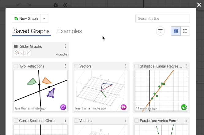 Animation showing multi-selecting graphs to show bulk buttons appear for deletion. GIF.