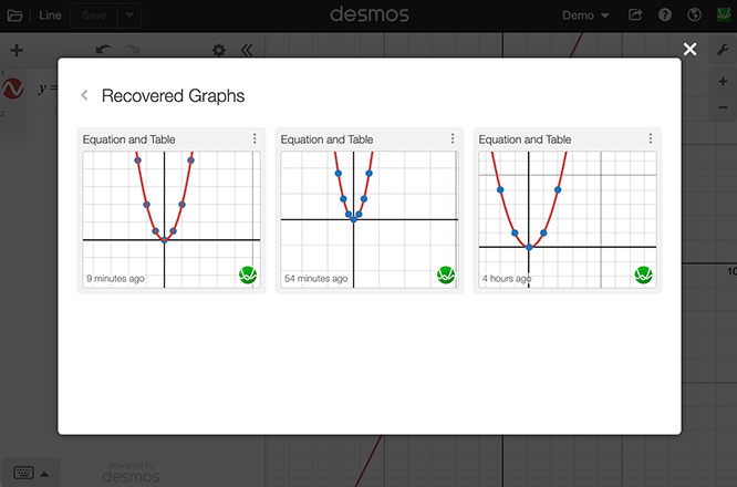 Image showing the recover graph viewing window. Screenshot.