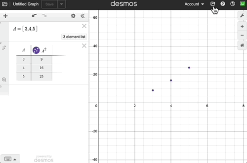 Coping a link and pasting into the expression list of a new graph to show the graph is imported. GIF.