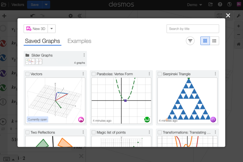 Image of the new saved graphs viewing window. 