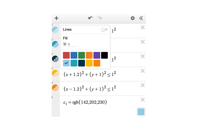 Custom colors expression list shown and used in a graph.  Screenshot.