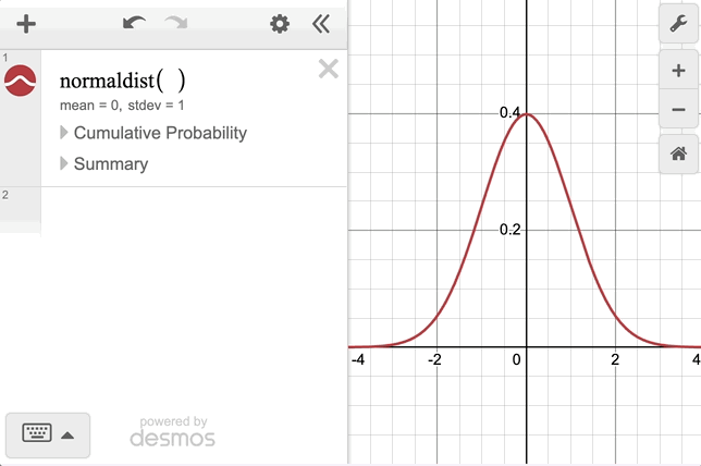 Gif of the normal distribution, exporting the cumulative probability, then clicking the Bounds section and exporting the lower and upper bounds.