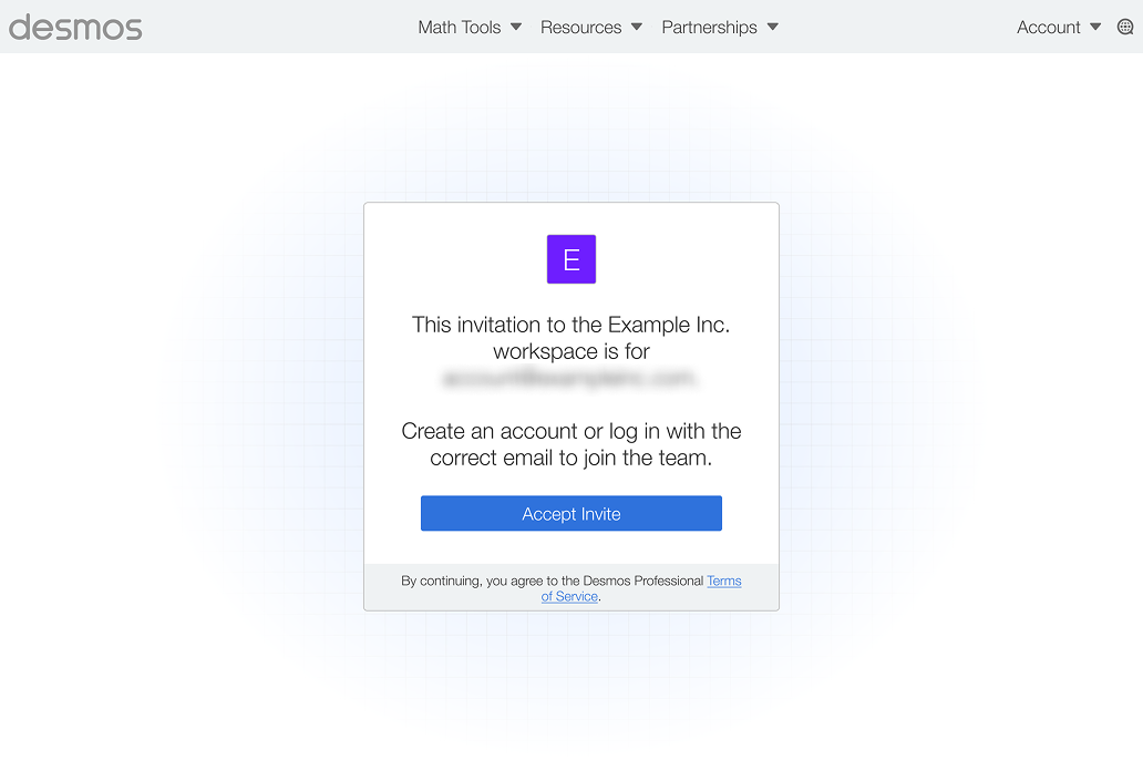 Image of a workspace invitation to accept.