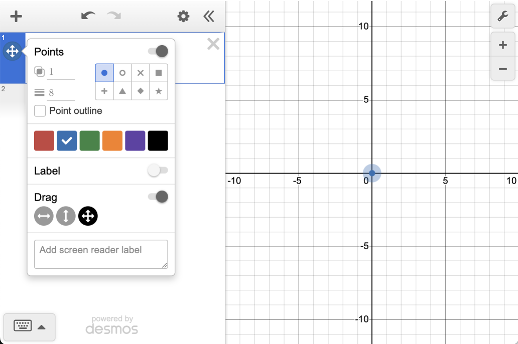 Options menu screen.  Shows how to make a point movable.  Screenshot.