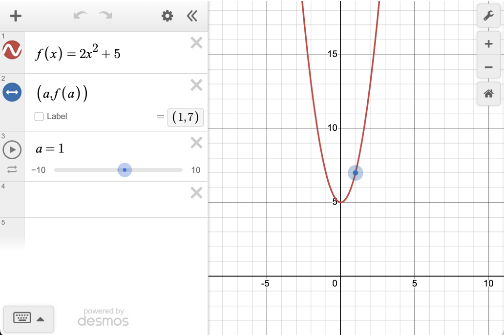 Movable point along a curve. Screenshot.