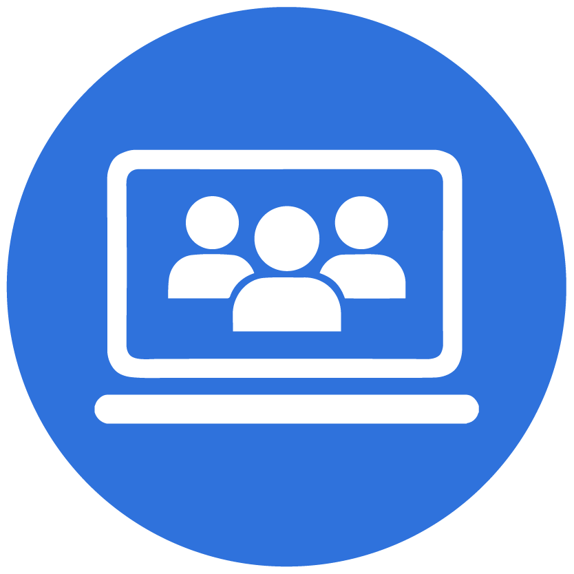 Icon of a video call on a laptop