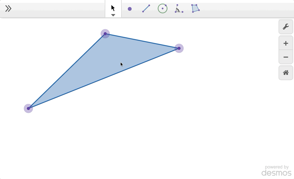 Reflection of a traingle over one side of the trangle. Then display the angle measurements of both trangles. GIF
