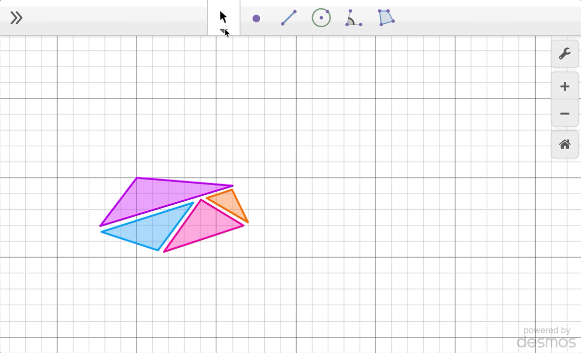 Dilation of a group of polygons by a scale factore of half. GIF