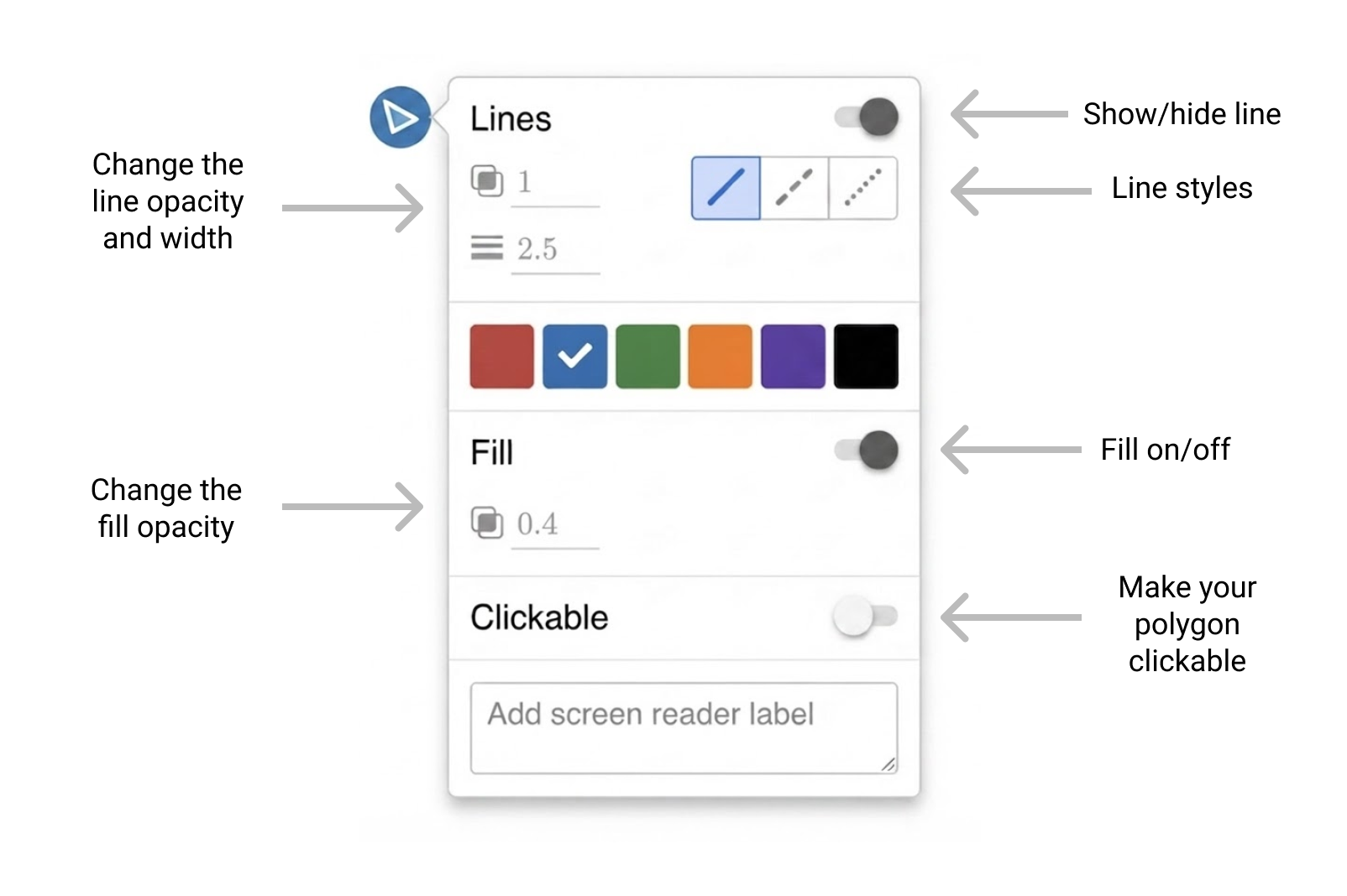 Image of the polygon option menu.  Screenshot.